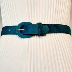Accessories by Pearl Teal Suede Leather Belt Small Waist Made In USA